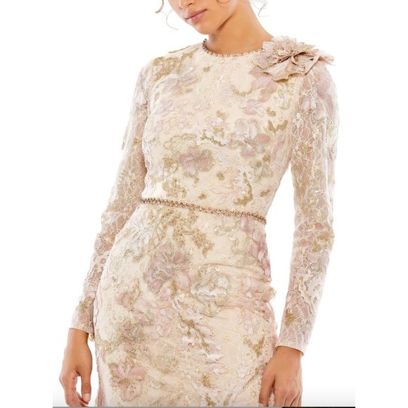 MAC DUGGAL 11174 Floral Embroidered Lace Trumpet Gown Size 2 Maxi Dress MOB - Picture 3 of 7